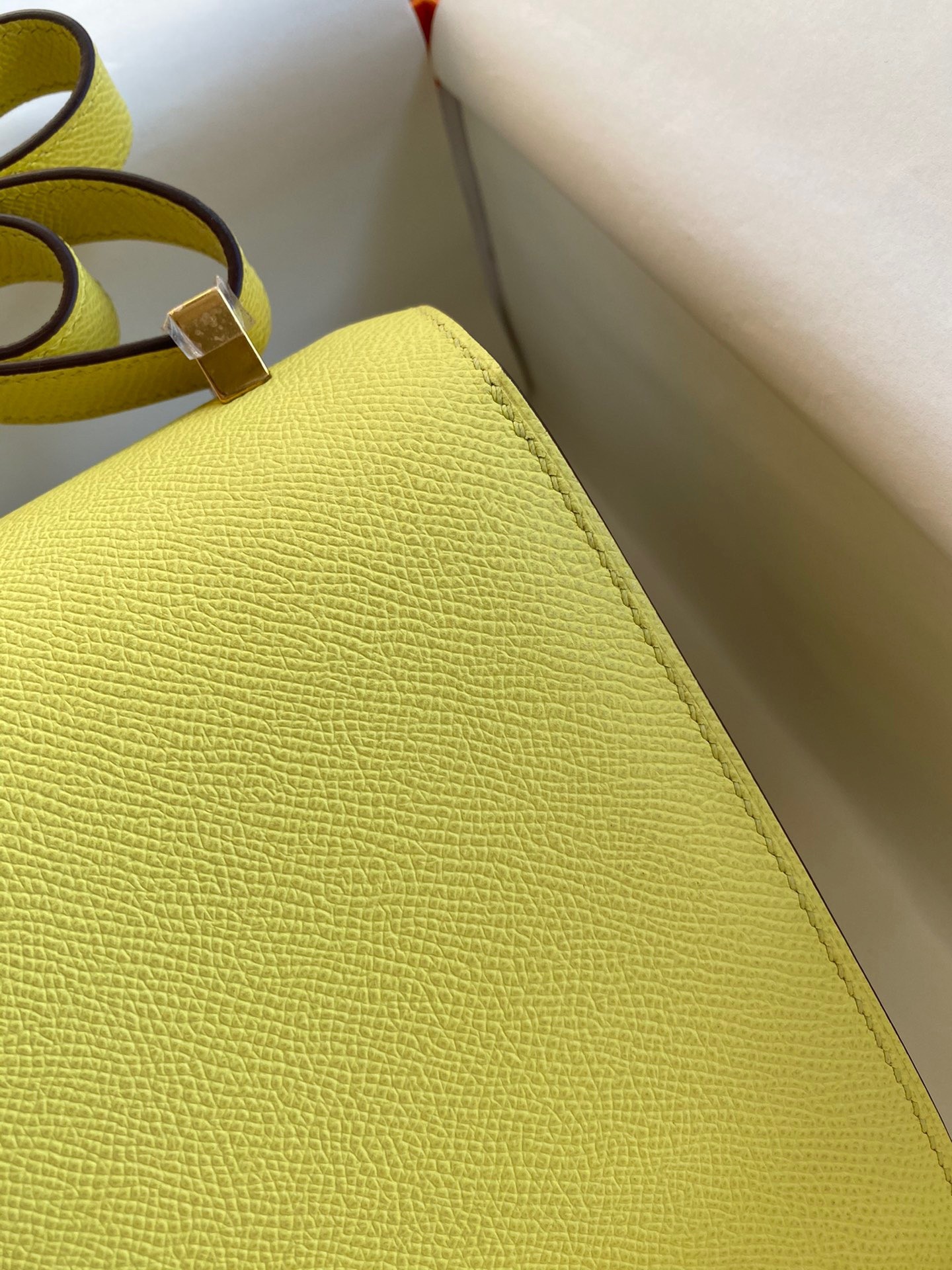 H**mes constance 24 handmade bag in lime epsom calfskin