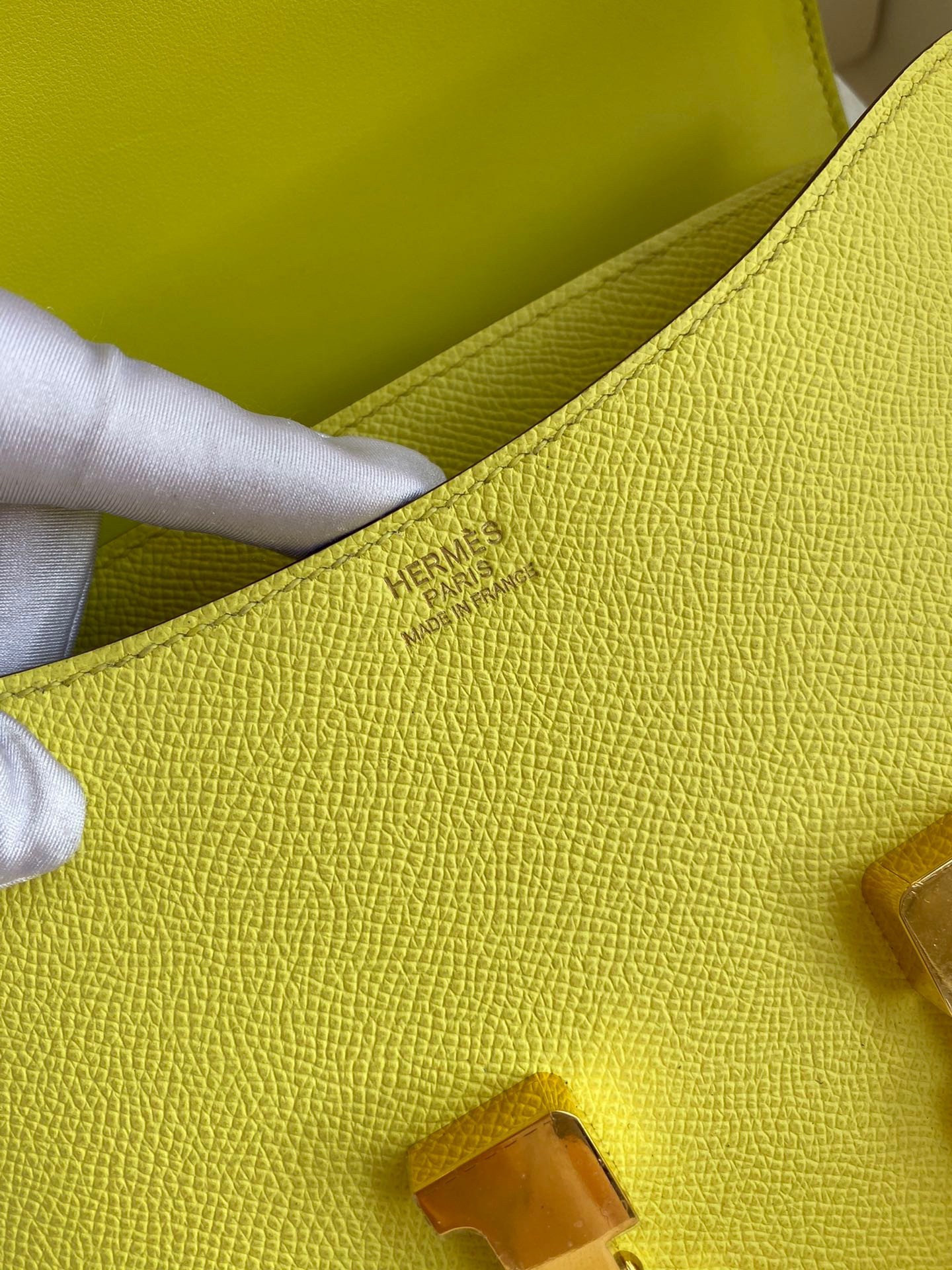 H**mes constance 24 handmade bag in lime epsom calfskin