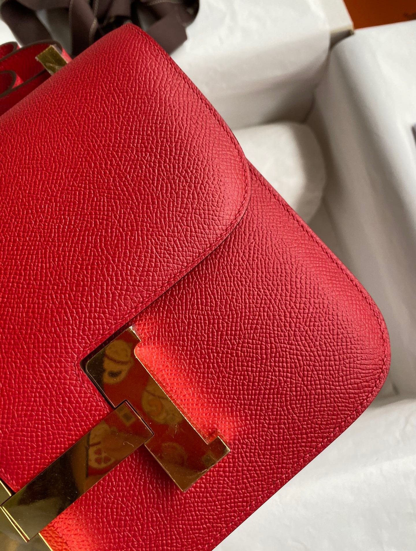 H**mes constance 24 handmade bag in red epsom calfskin