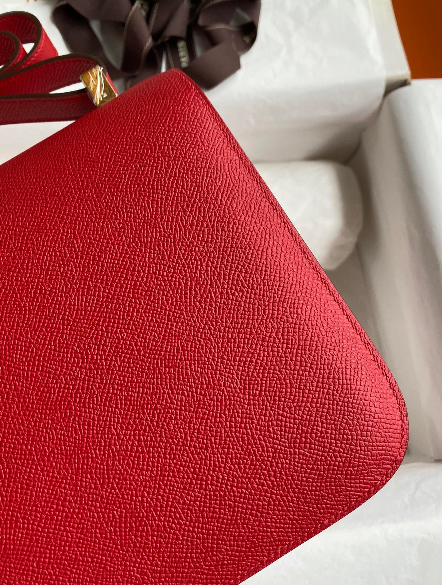 H**mes constance 24 handmade bag in red epsom calfskin