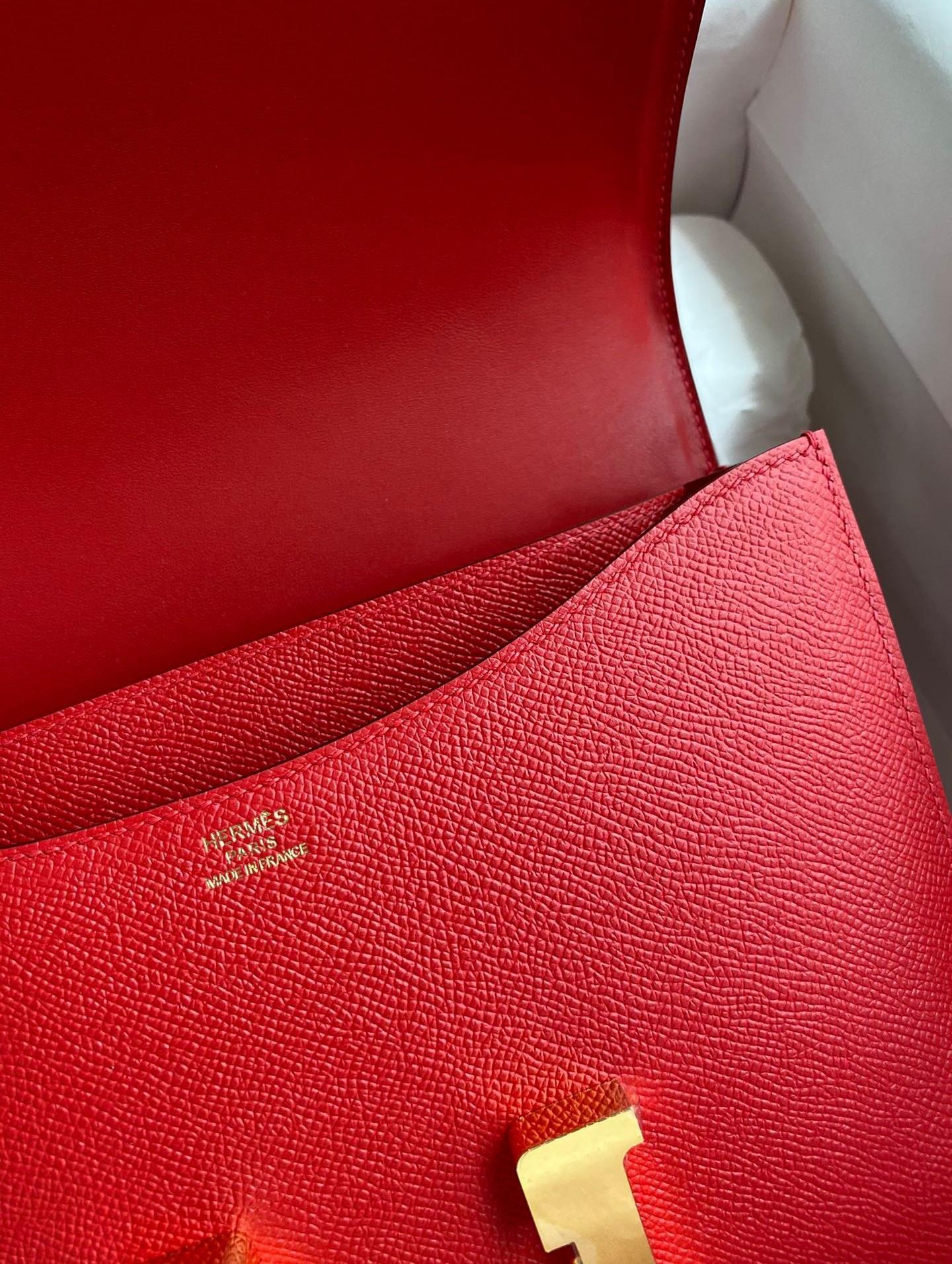 H**mes constance 24 handmade bag in red epsom calfskin