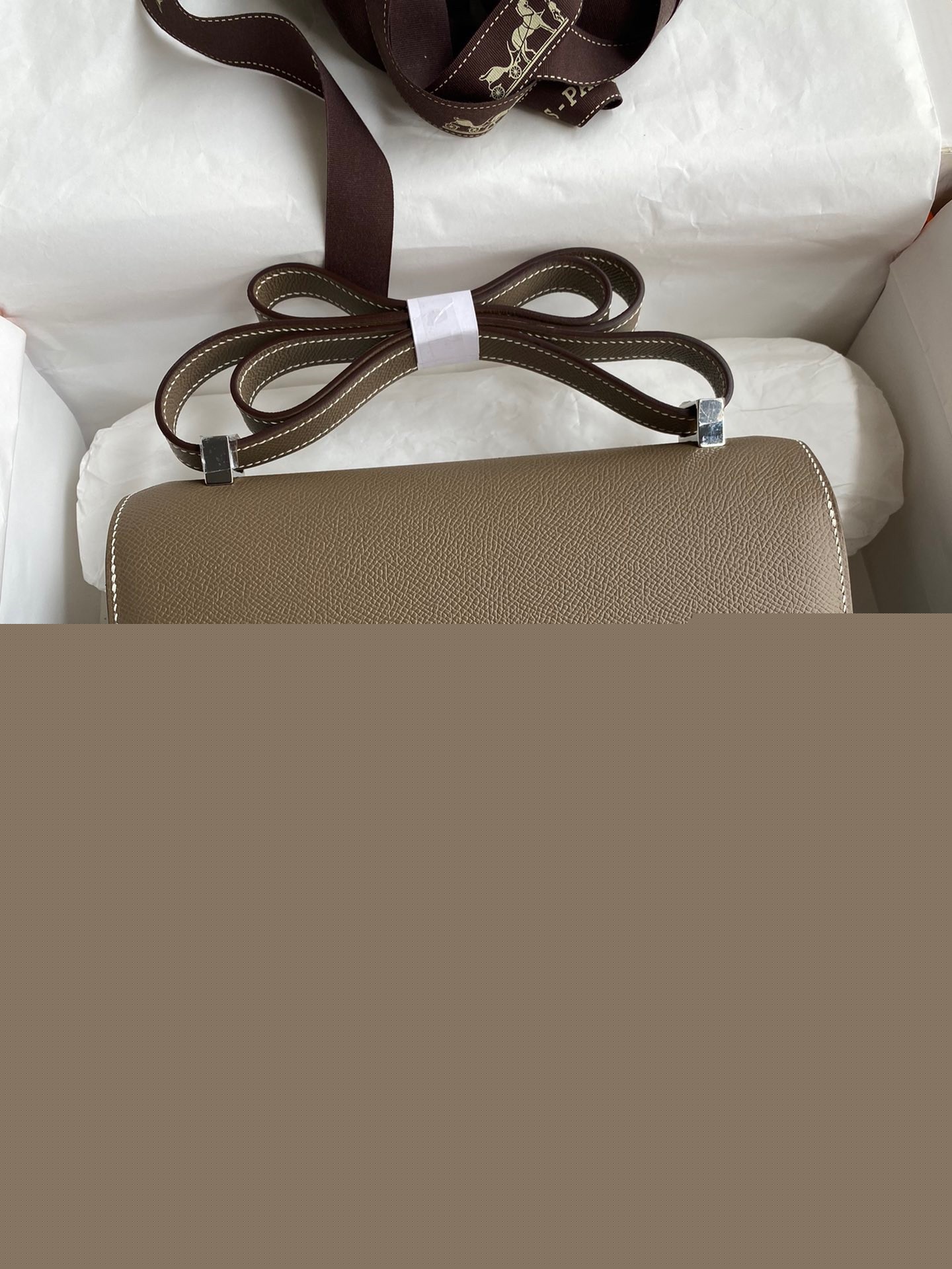 H**mes constance 24 handmade bag in taupe epsom calfskin