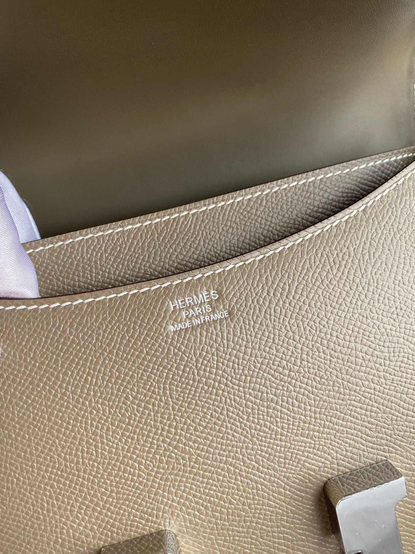 H**mes constance 24 handmade bag in taupe epsom calfskin