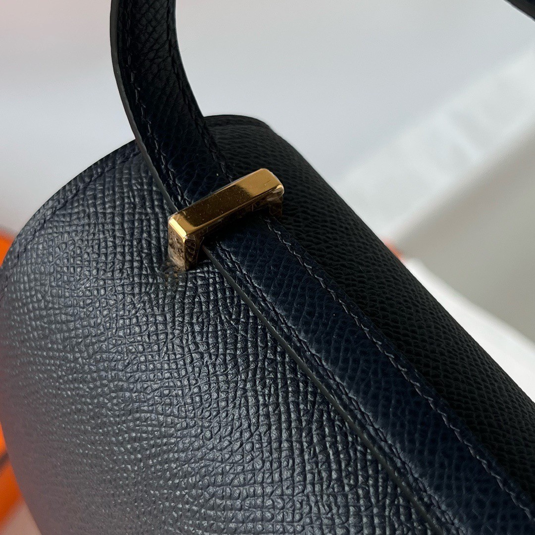 H**mes constance elan handmade bag in black epsom calfskin