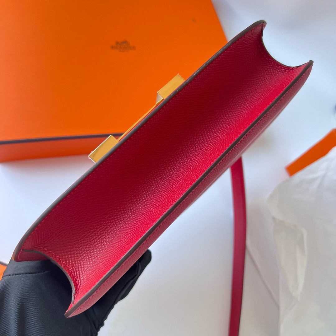 H**mes constance 1-24 mirror bag in red epsom calfskin