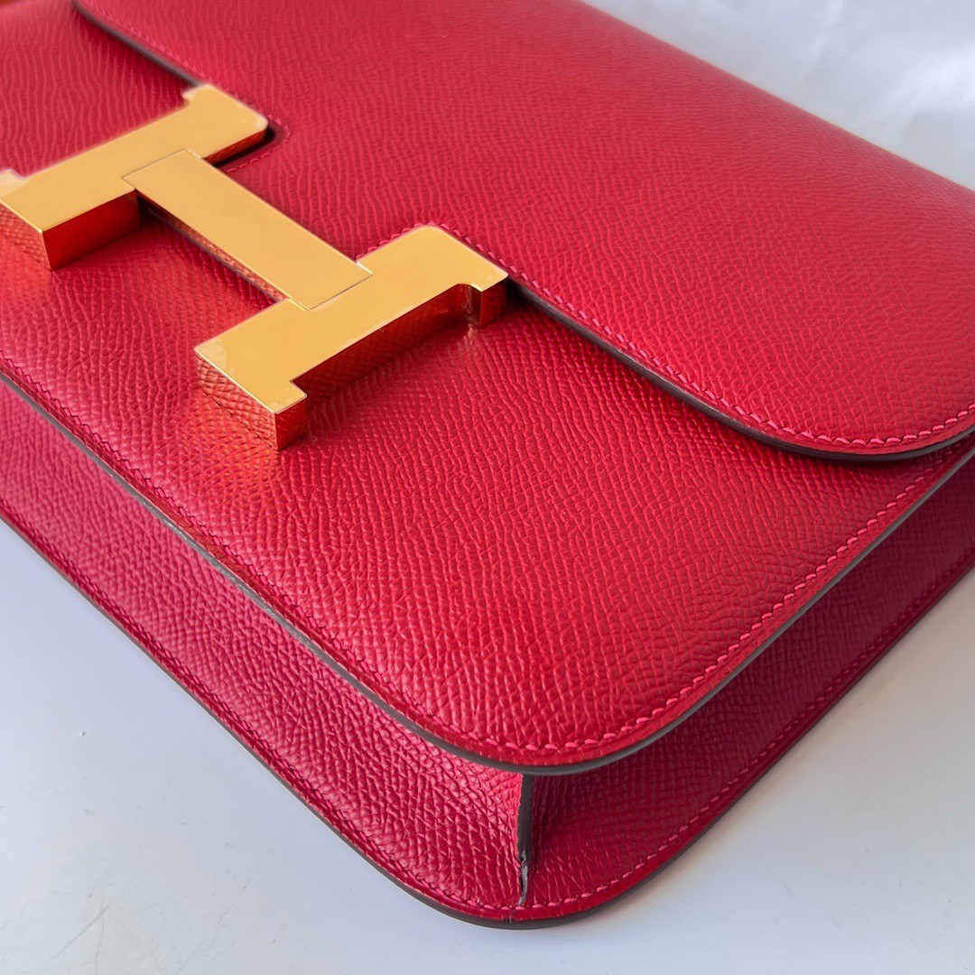 H**mes constance 1-24 mirror bag in red epsom calfskin