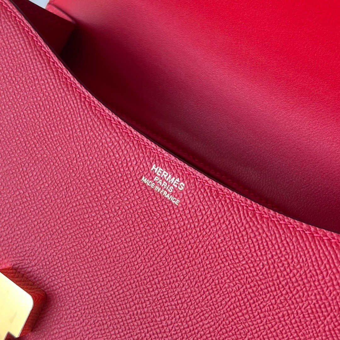 H**mes constance 1-24 mirror bag in red epsom calfskin