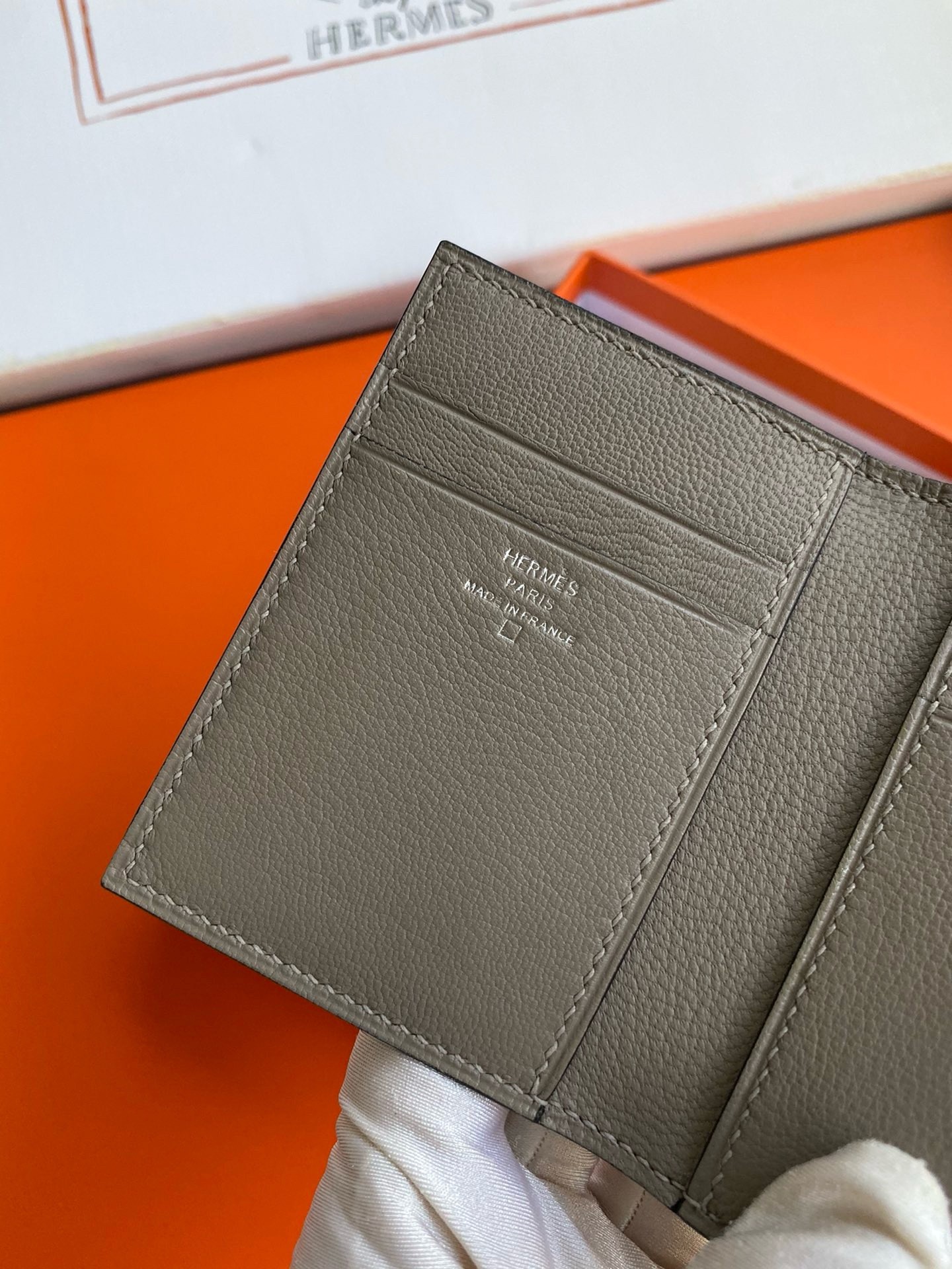 H**mes mc² euclide card holder in blue glacier shiny alligator leather