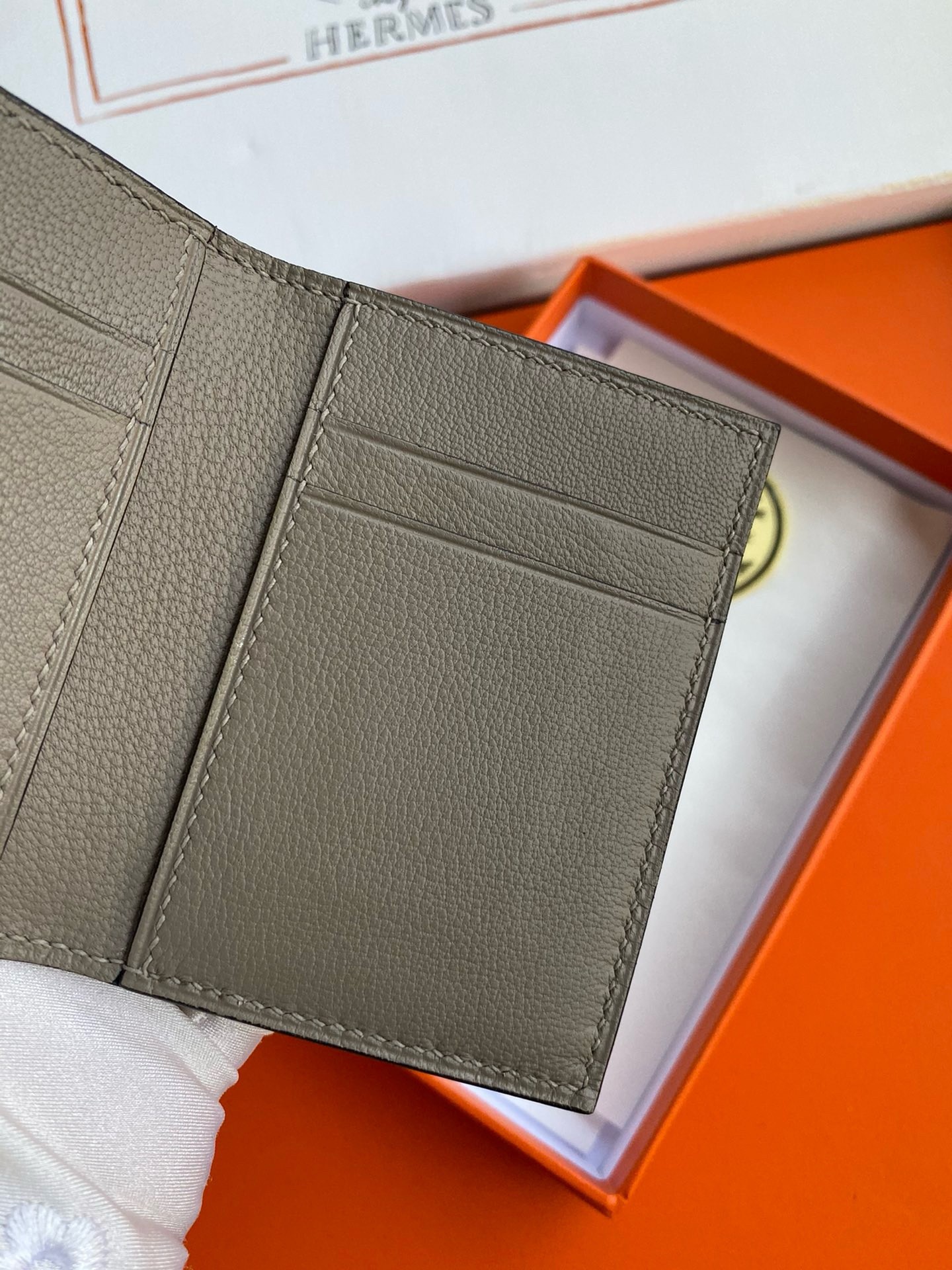 H**mes mc² euclide card holder in blue glacier shiny alligator leather