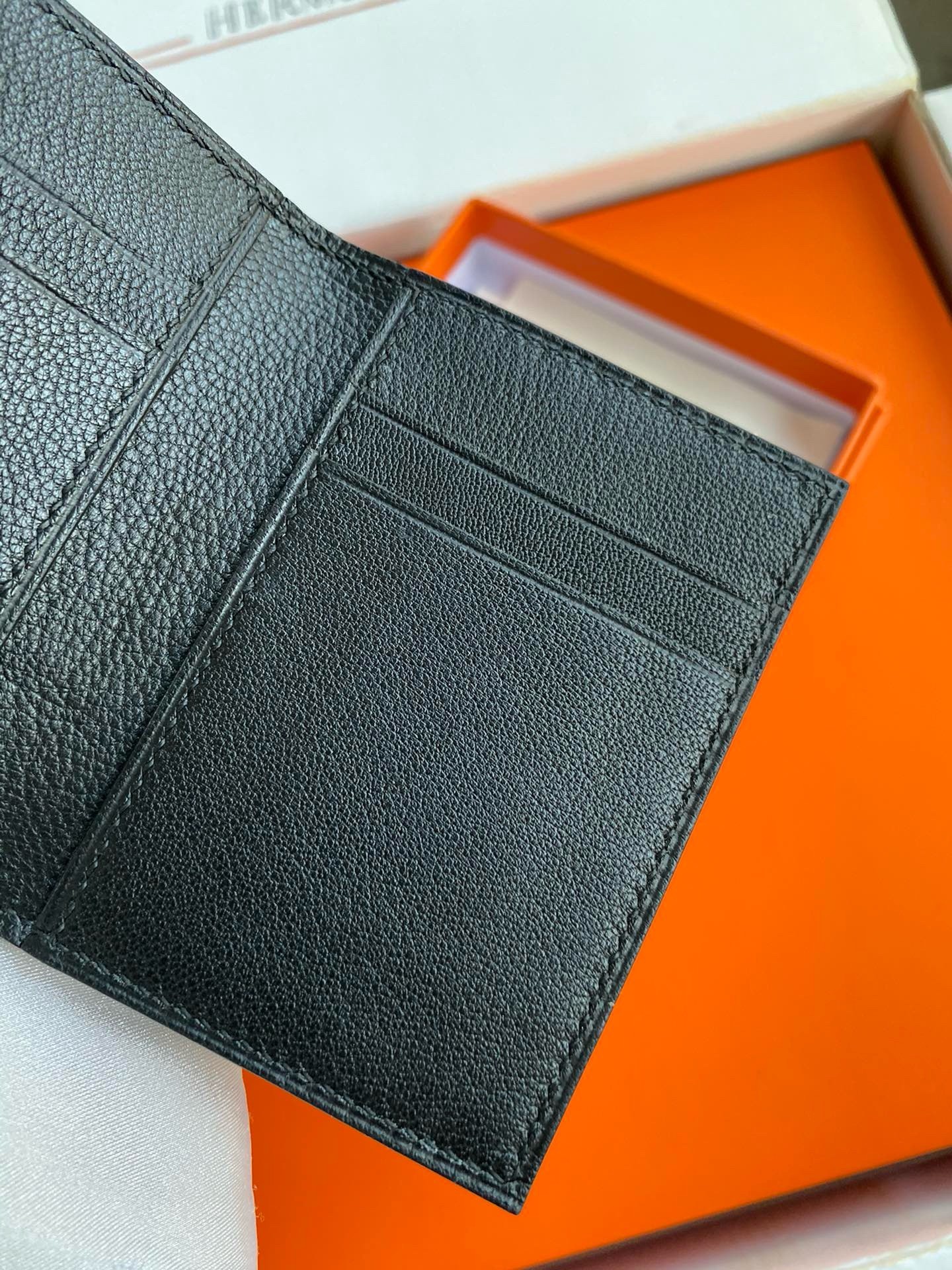 H**mes mc² euclide card holder in black shiny alligator leather