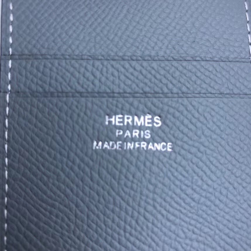 H**mes mc² euclide card holder in blue lin epsom leather