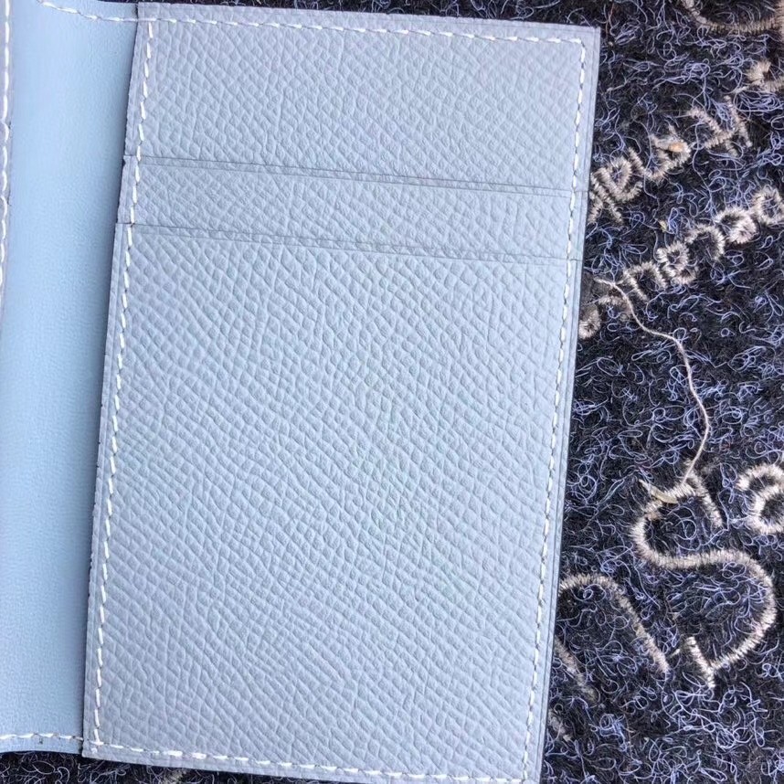H**mes mc² euclide card holder in blue lin epsom leather