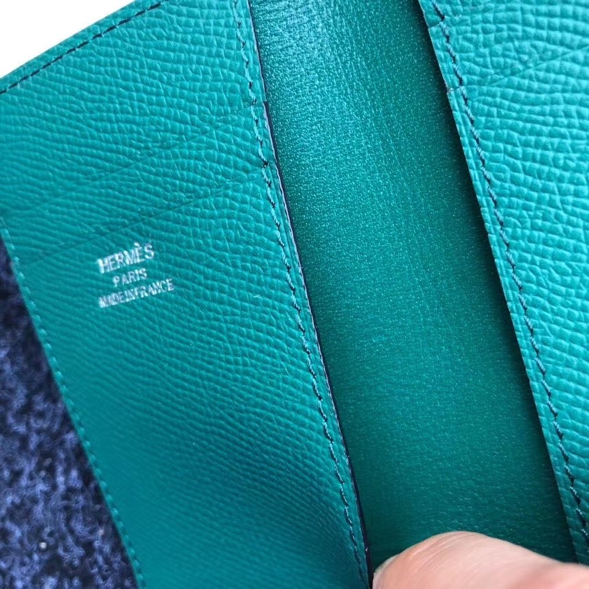 H**mes mc² euclide card holder in green epsom leather