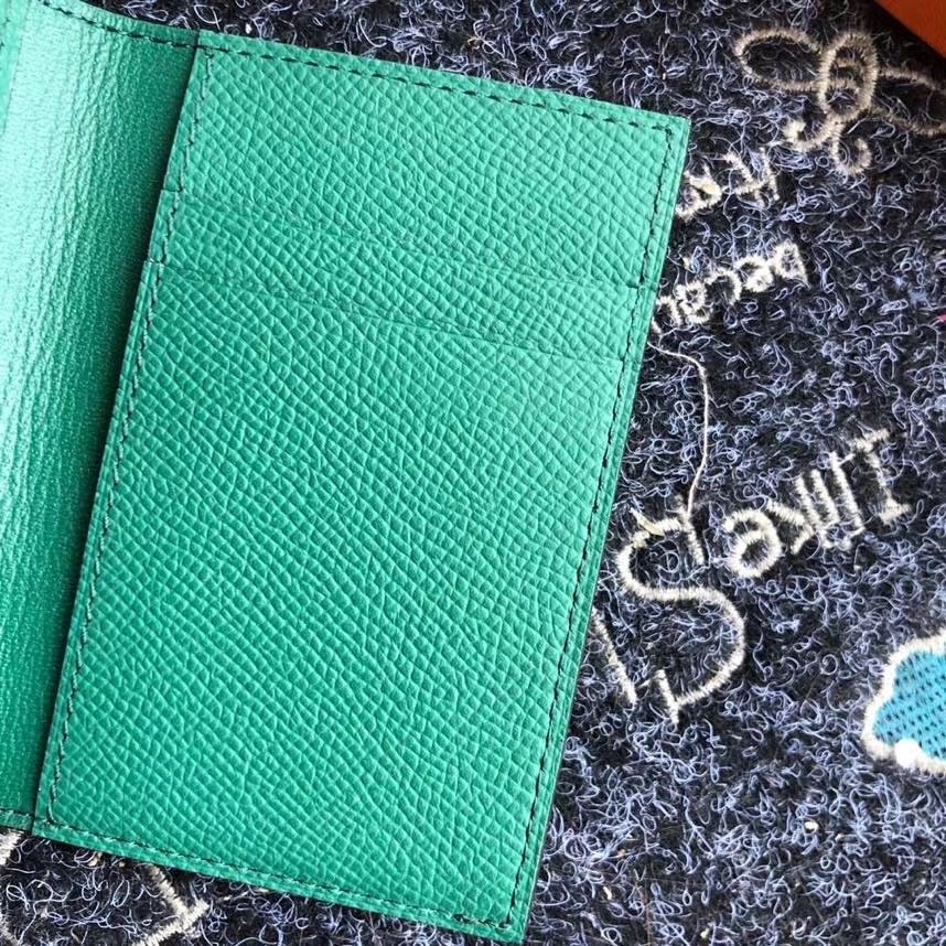 H**mes mc² euclide card holder in green epsom leather