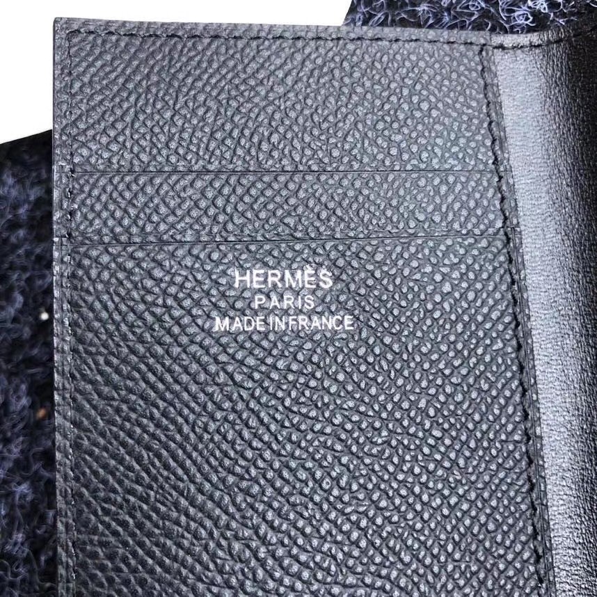 H**mes mc² euclide card holder in black epsom leather