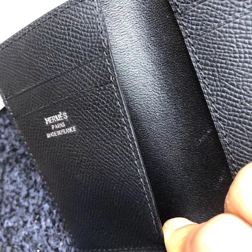 H**mes mc² euclide card holder in black epsom leather