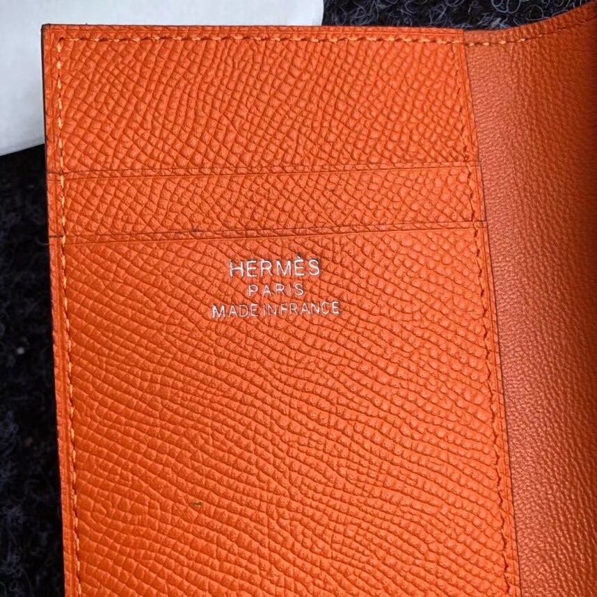 H**mes mc² euclide card holder in orange epsom leather