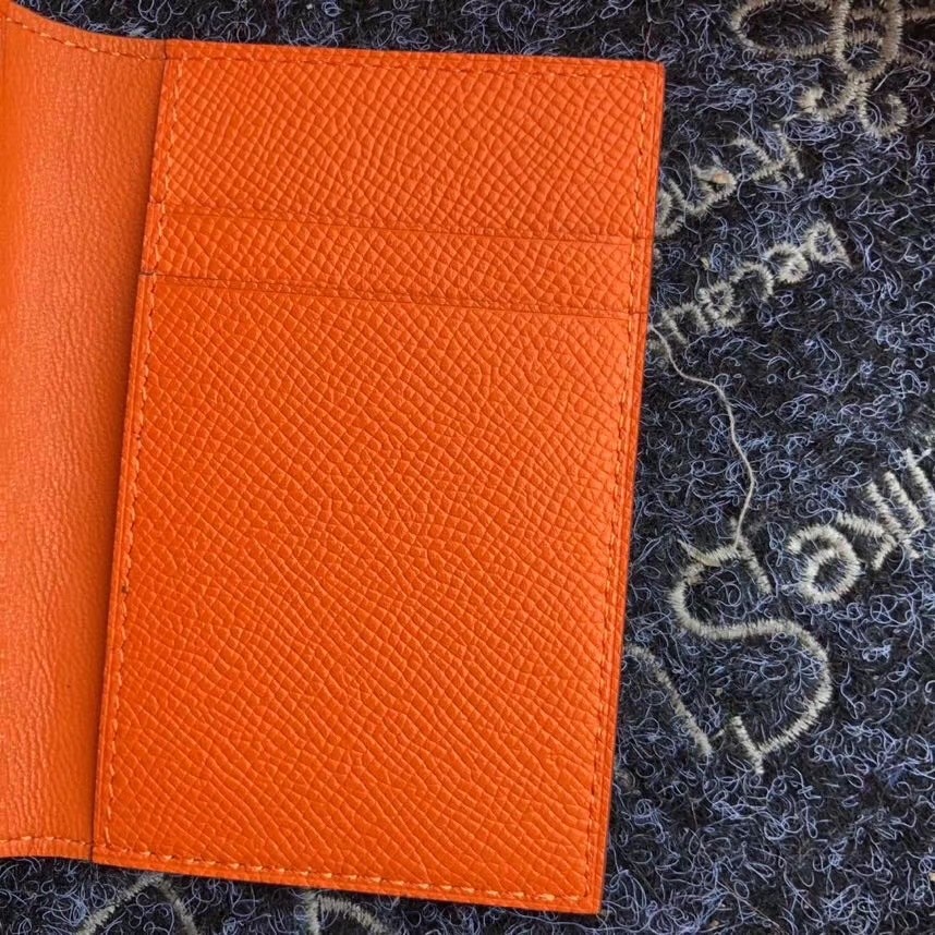H**mes mc² euclide card holder in orange epsom leather