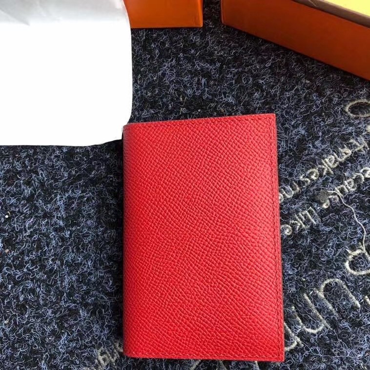 H**mes mc² euclide card holder in red epsom leather