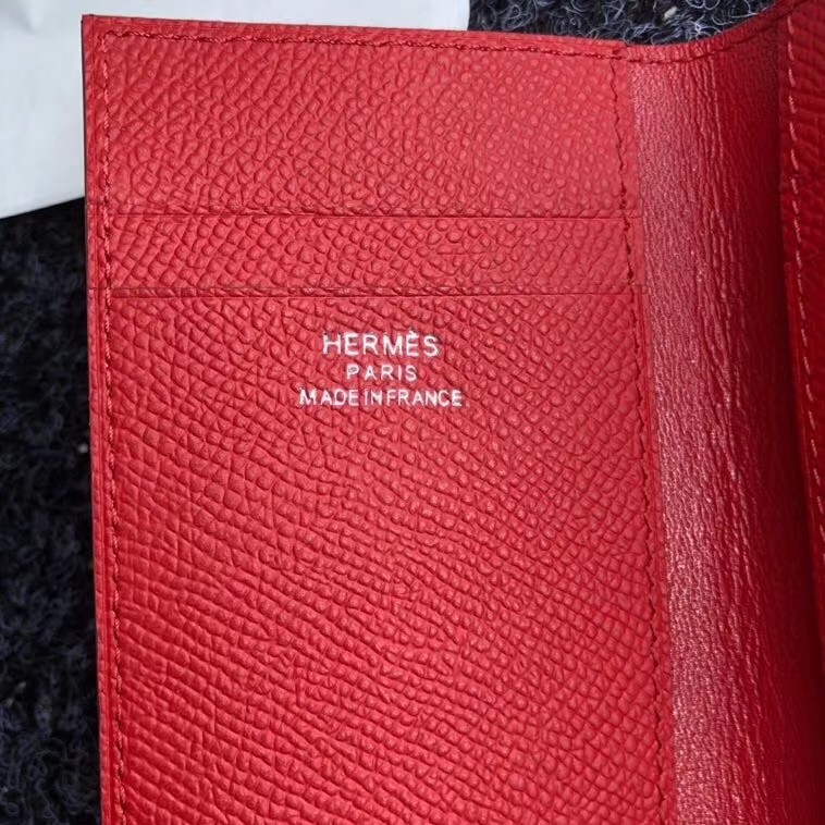 H**mes mc² euclide card holder in red epsom leather