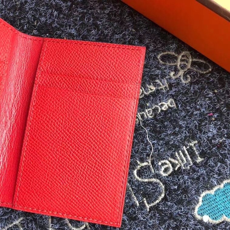 H**mes mc² euclide card holder in red epsom leather