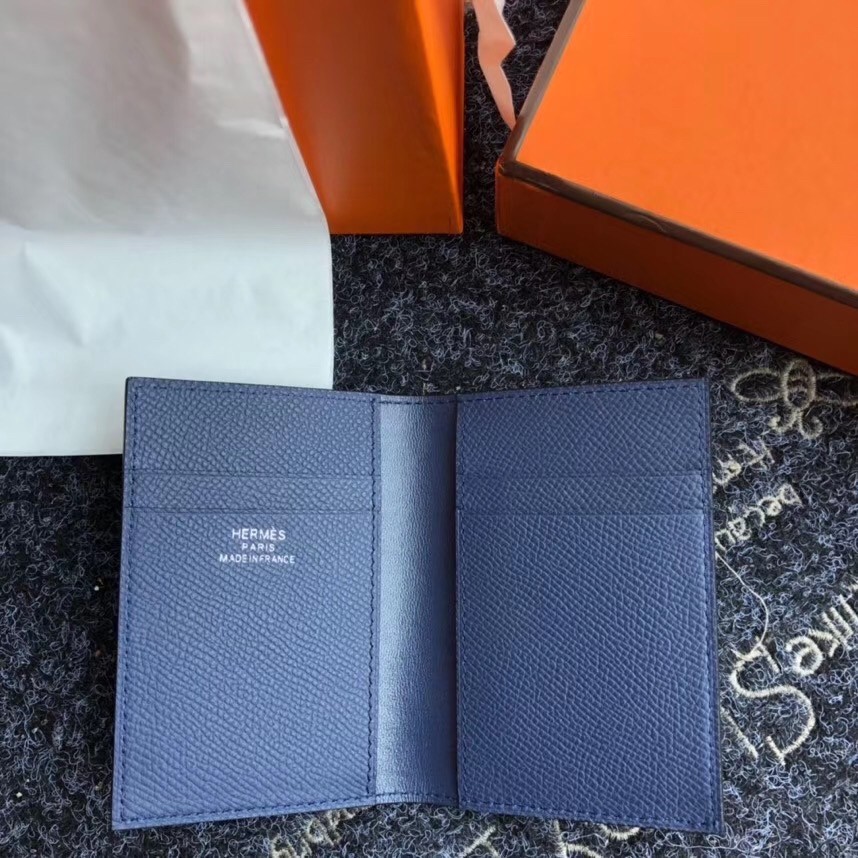 H**mes mc² euclide card holder in sapphire epsom leather