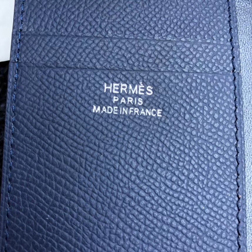 H**mes mc² euclide card holder in sapphire epsom leather