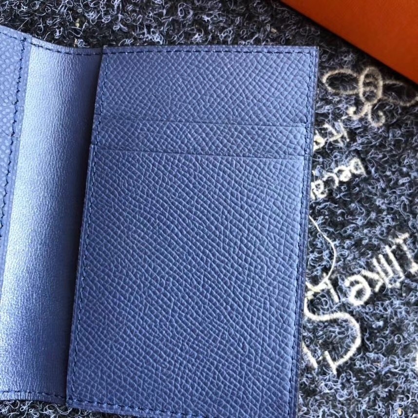 H**mes mc² euclide card holder in sapphire epsom leather