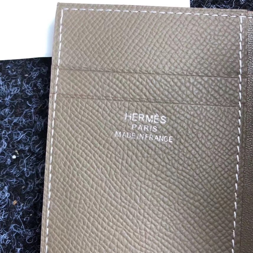 H**mes mc² euclide card holder in taupe epsom leather
