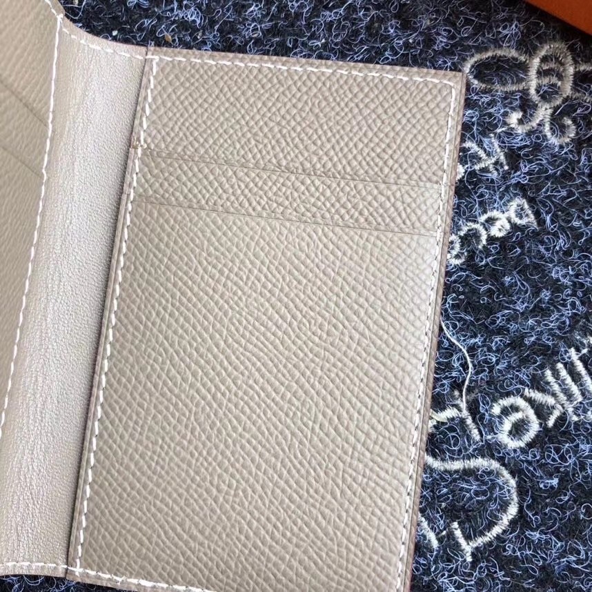 H**mes mc² euclide card holder in taupe epsom leather