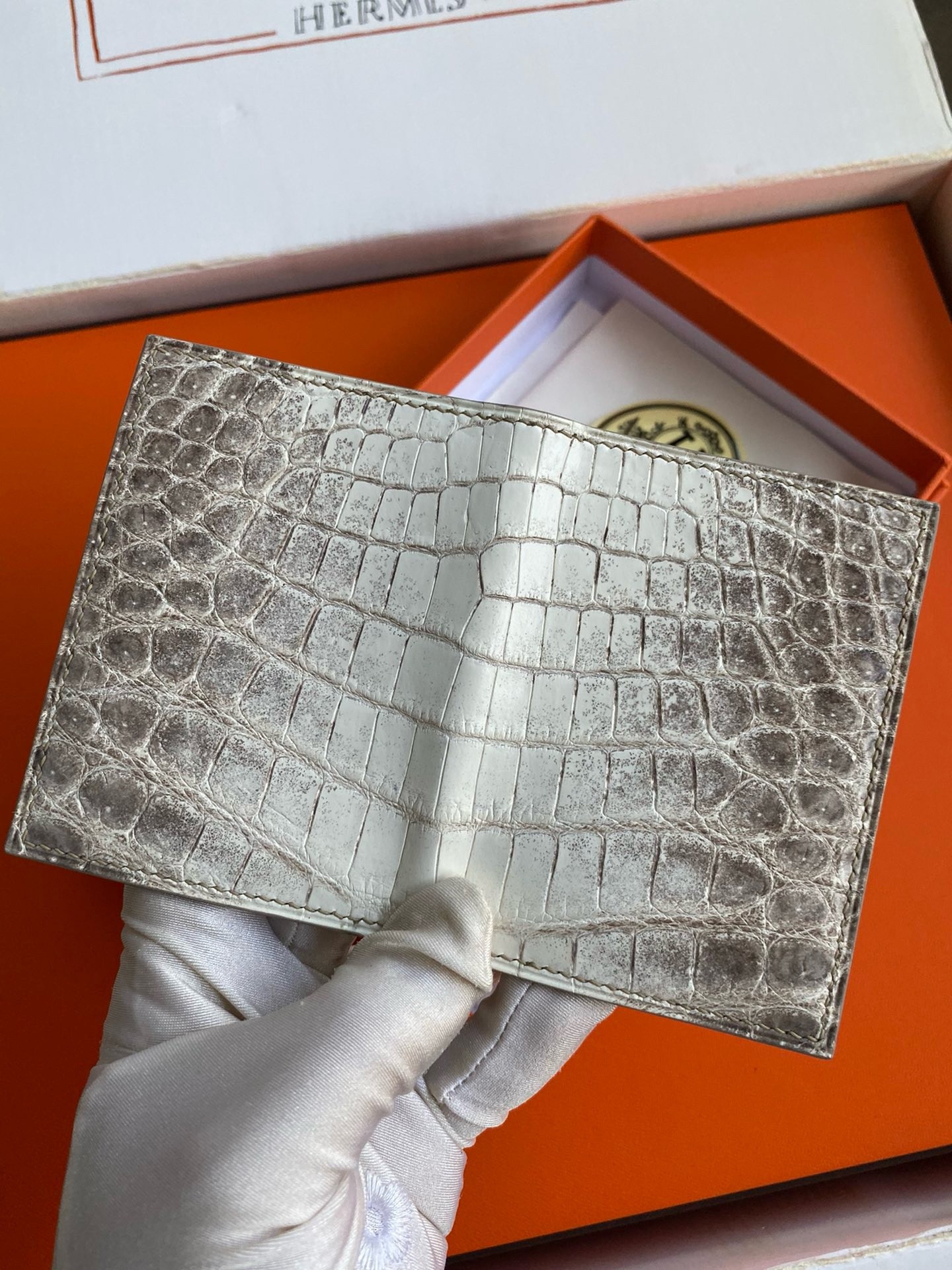 H**mes mc² euclide card holder in himalaya niloticus crocodile skin