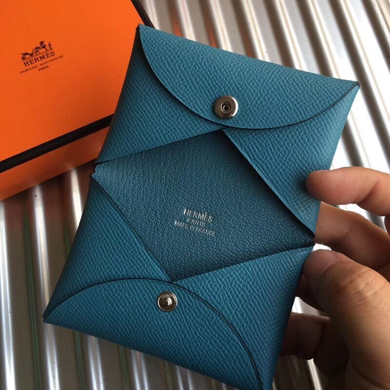 H**mes blue jean epsom calvi card holder