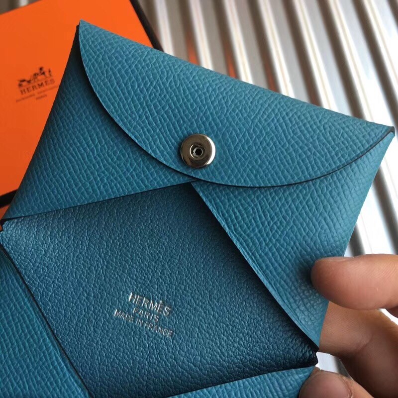 H**mes blue jean epsom calvi card holder