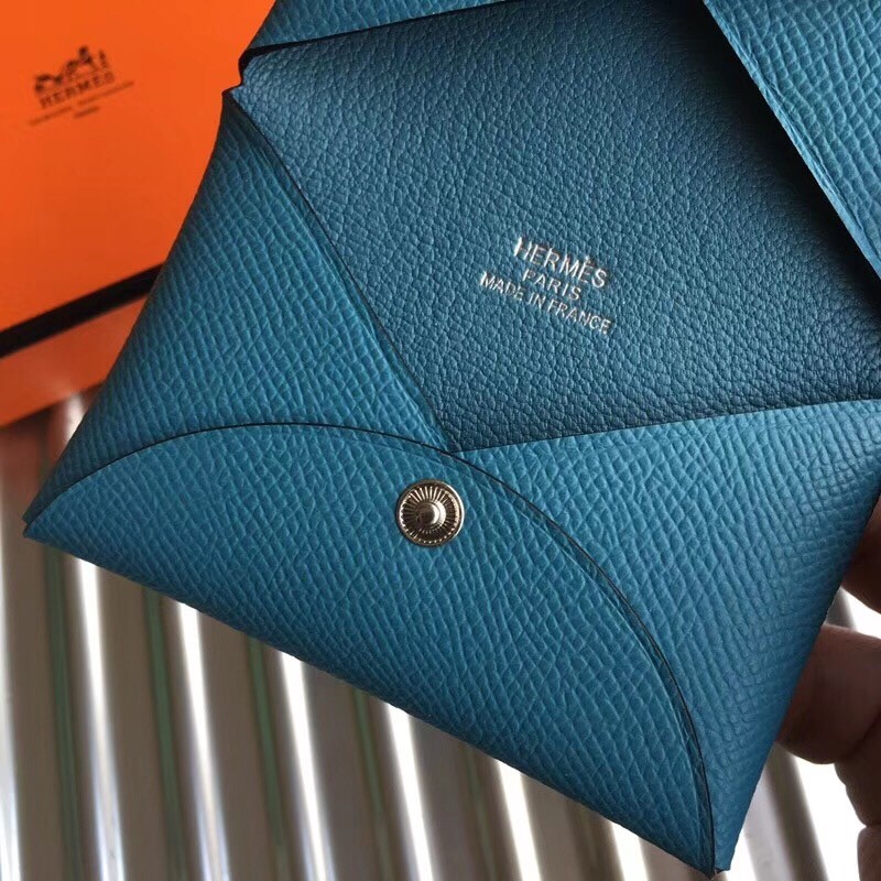 H**mes blue jean epsom calvi card holder