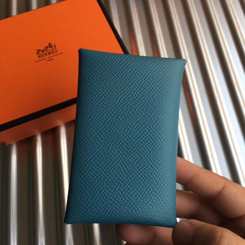 H**mes blue jean epsom calvi card holder