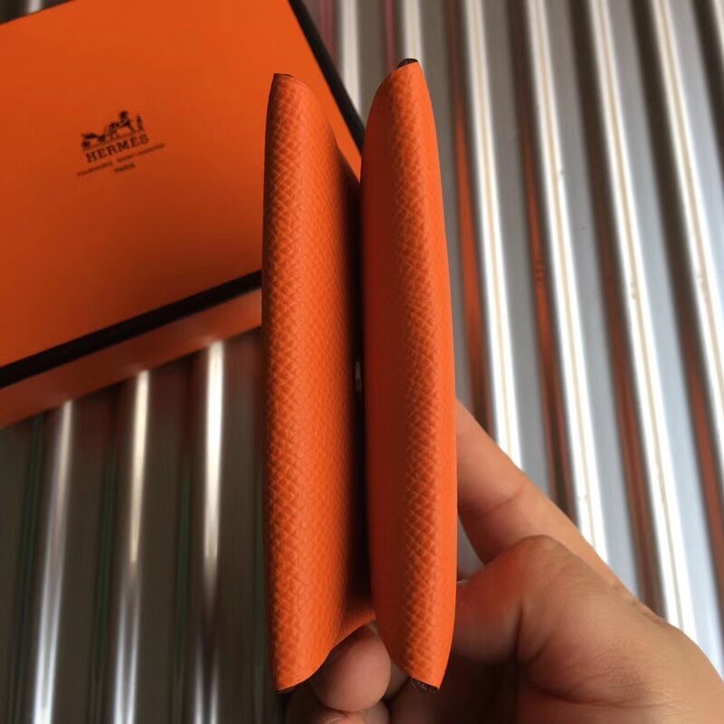 H**mes orange epsom calvi card holder