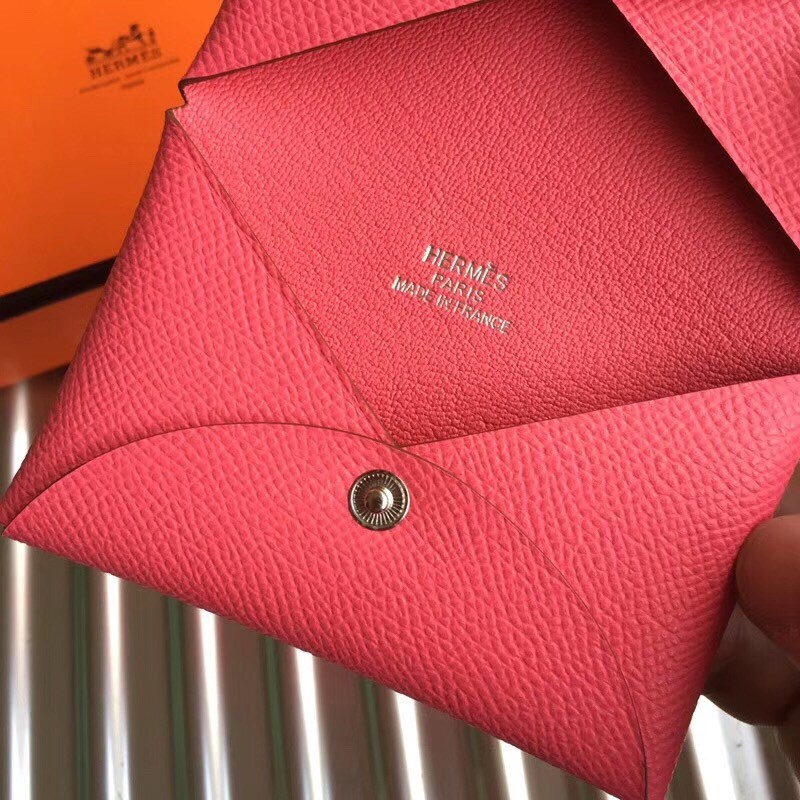 H**mes rose azalee epsom calvi card holder