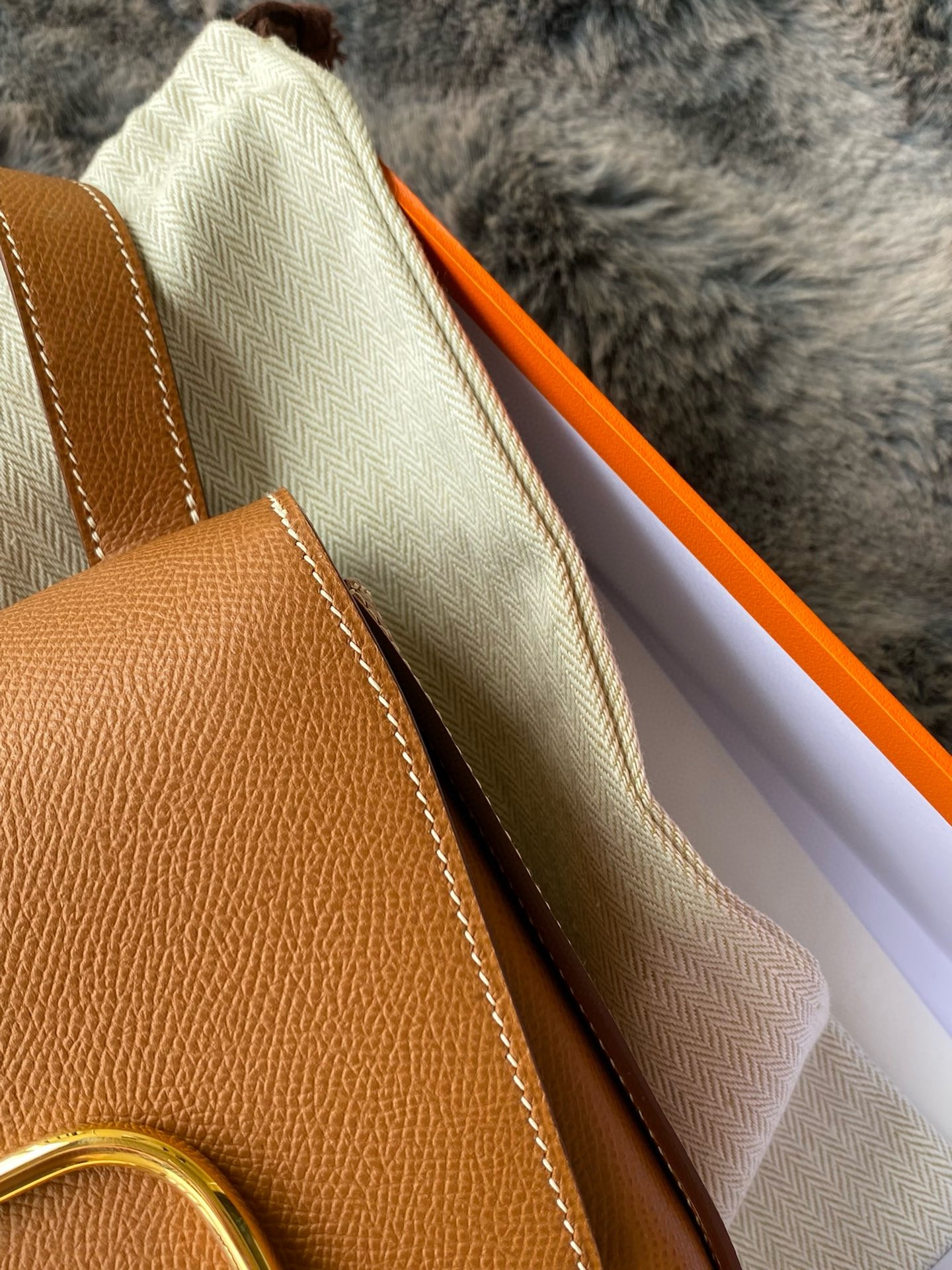 H**mes della cavalleria ii mini bag in gold epsom calfskin