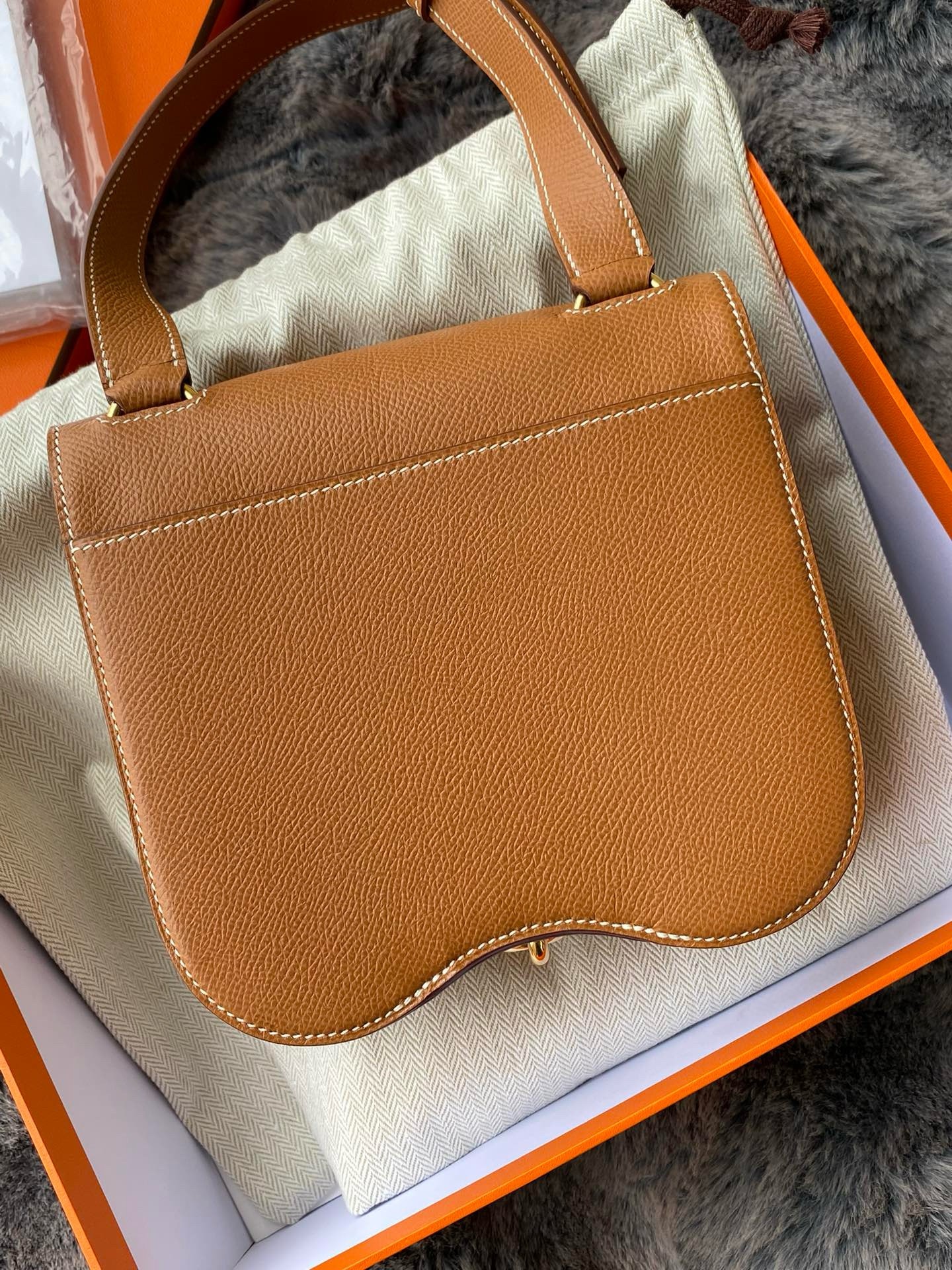 H**mes della cavalleria ii mini bag in gold epsom calfskin