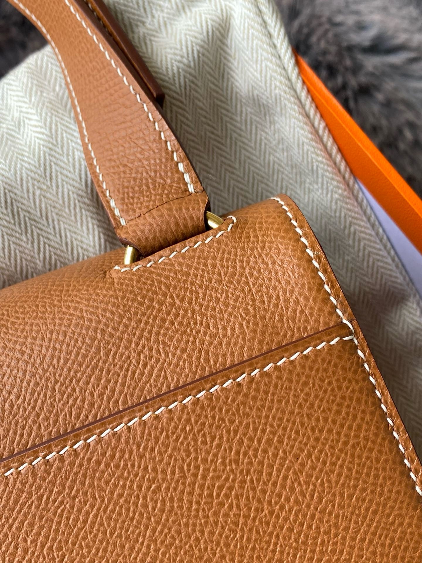 H**mes della cavalleria ii mini bag in gold epsom calfskin