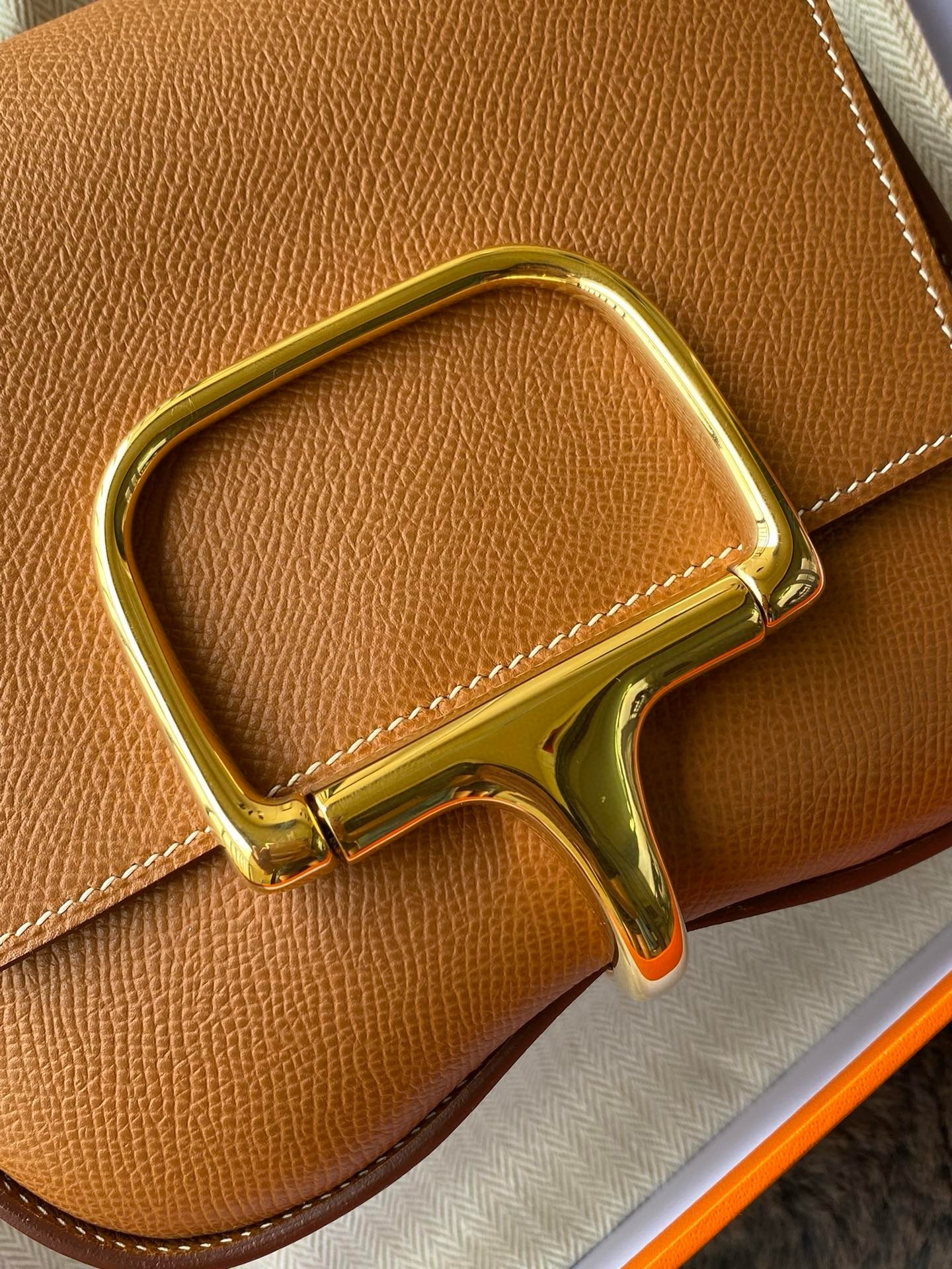 H**mes della cavalleria ii mini bag in gold epsom calfskin
