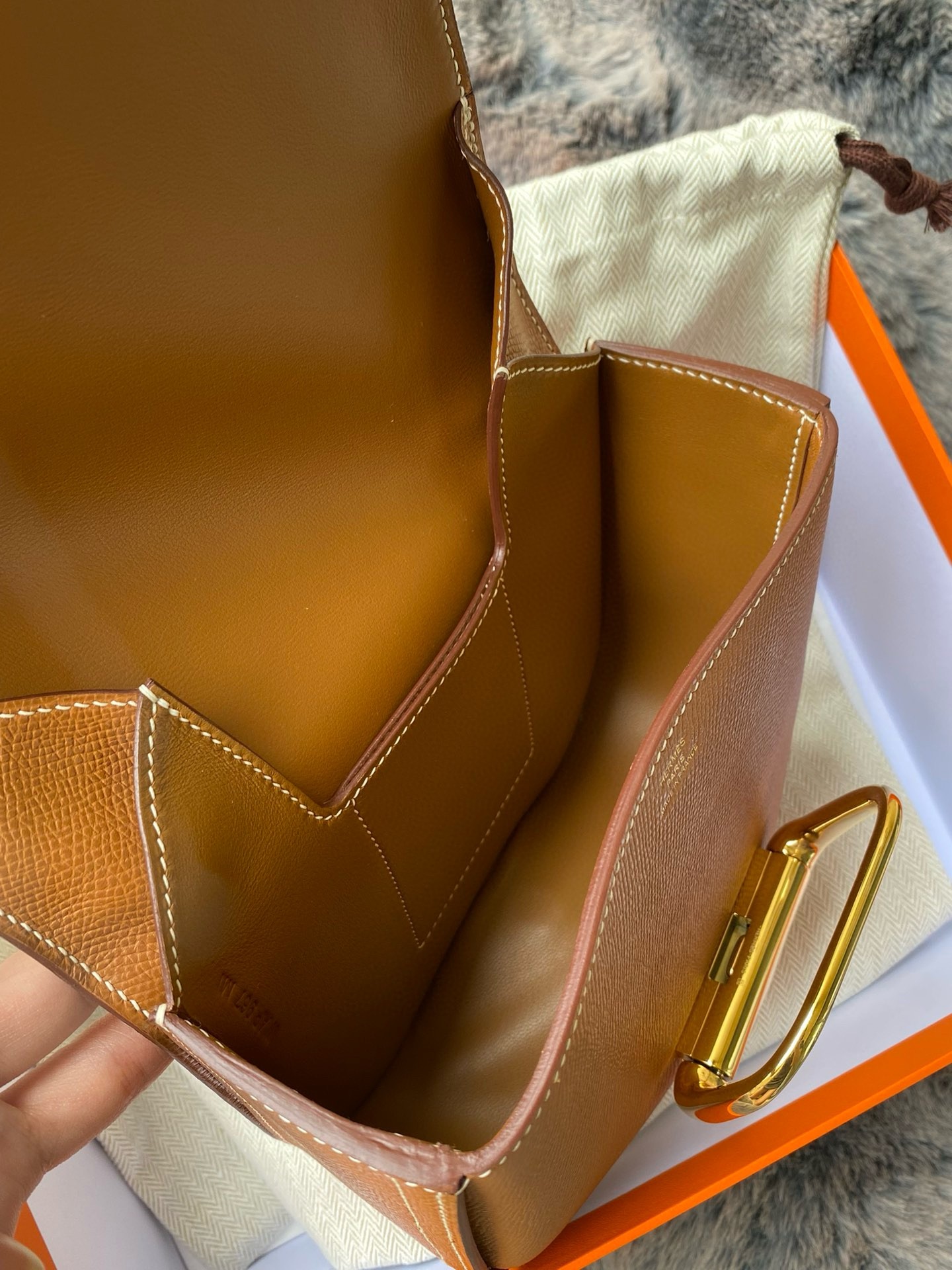 H**mes della cavalleria ii mini bag in gold epsom calfskin