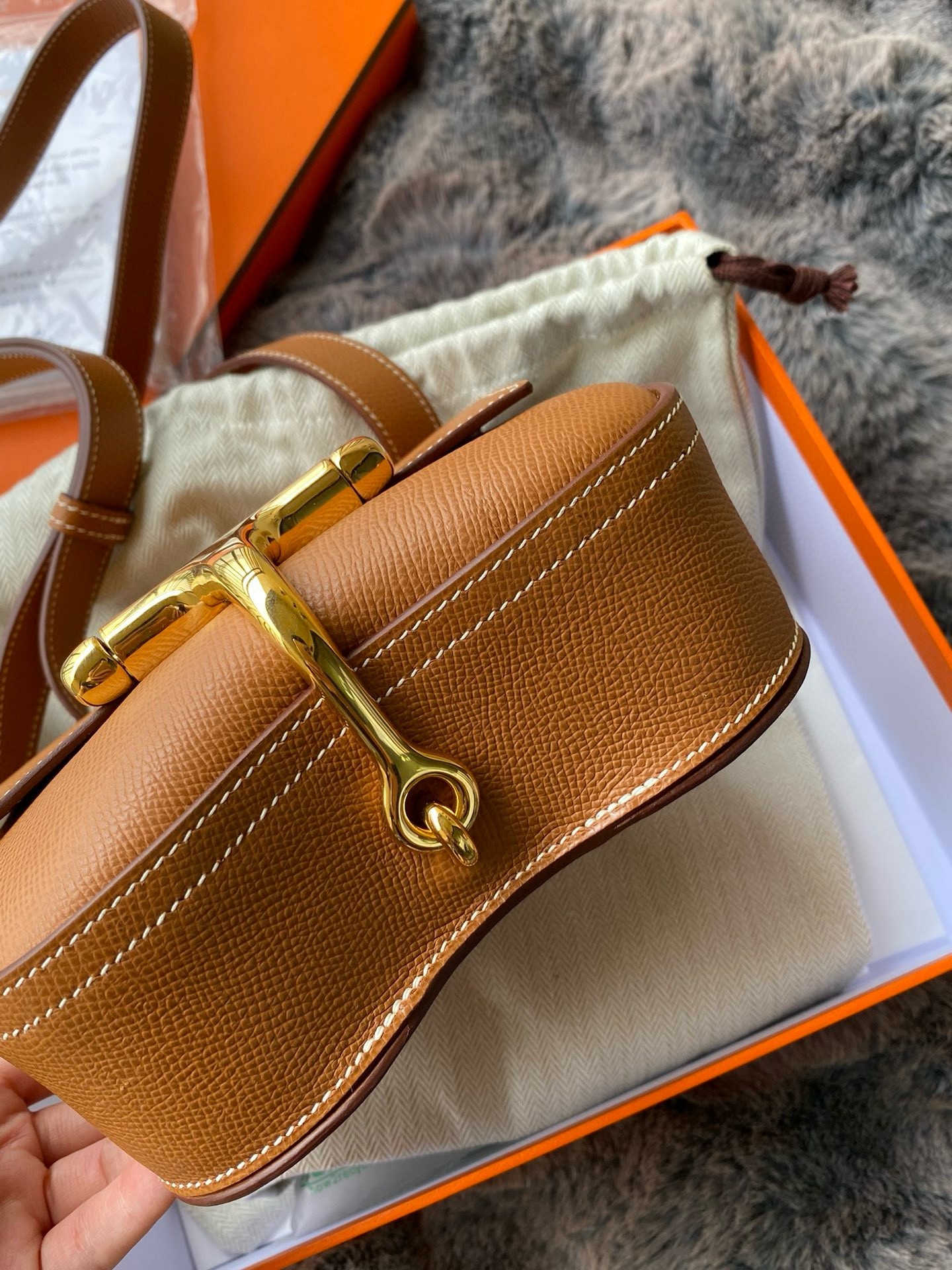 H**mes della cavalleria ii mini bag in gold epsom calfskin