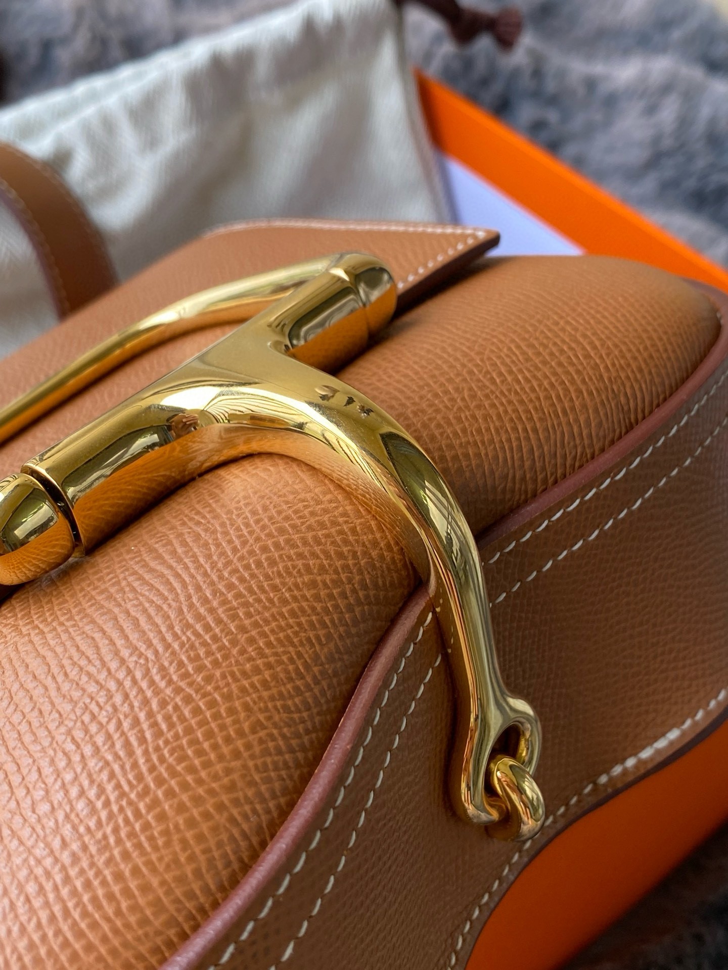 H**mes della cavalleria ii mini bag in gold epsom calfskin