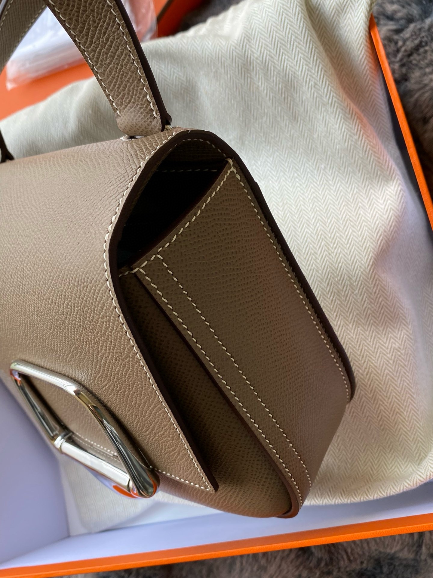 H**mes della cavalleria ii mini bag in taupe epsom calfskin
