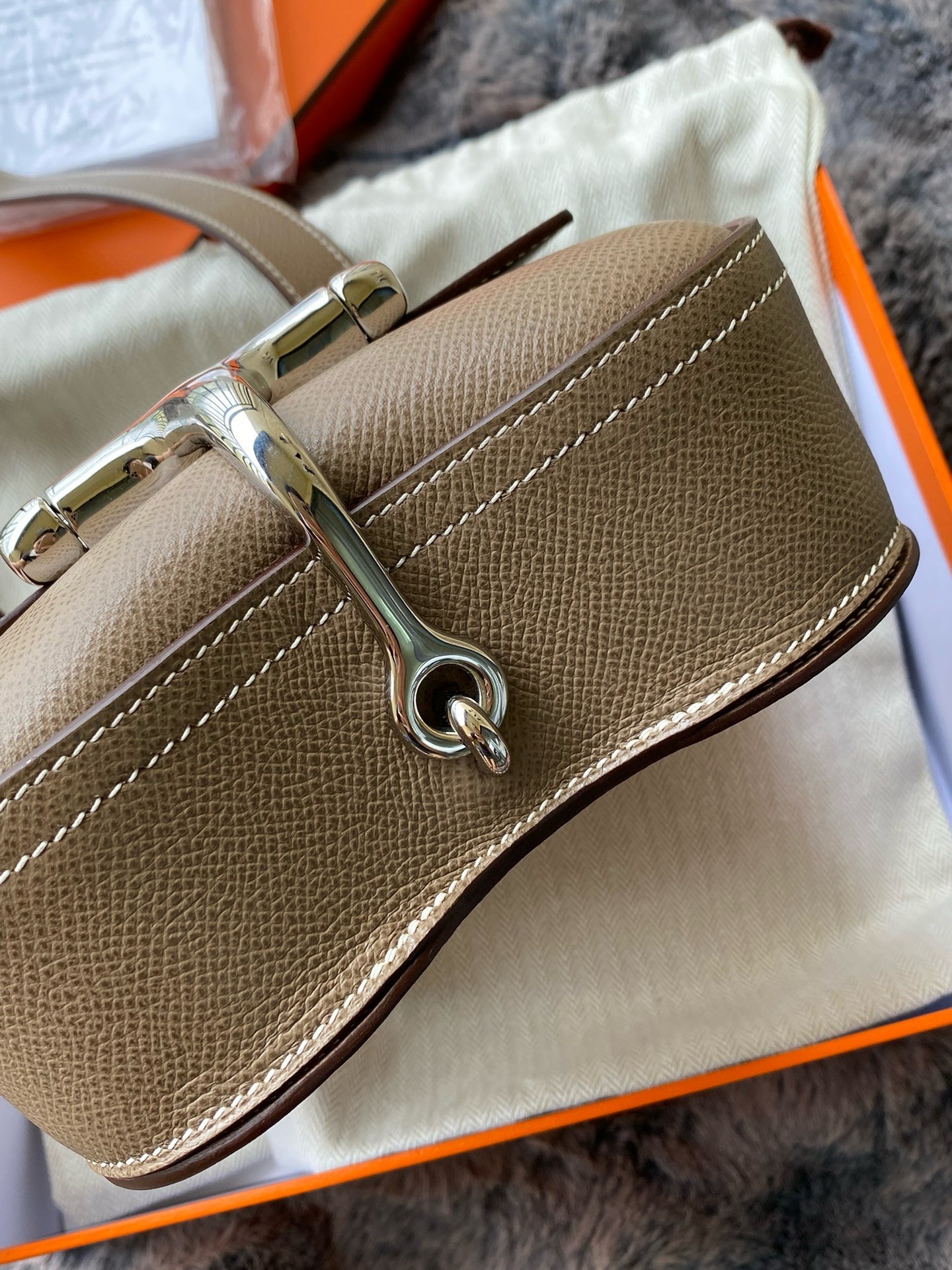 H**mes della cavalleria ii mini bag in taupe epsom calfskin