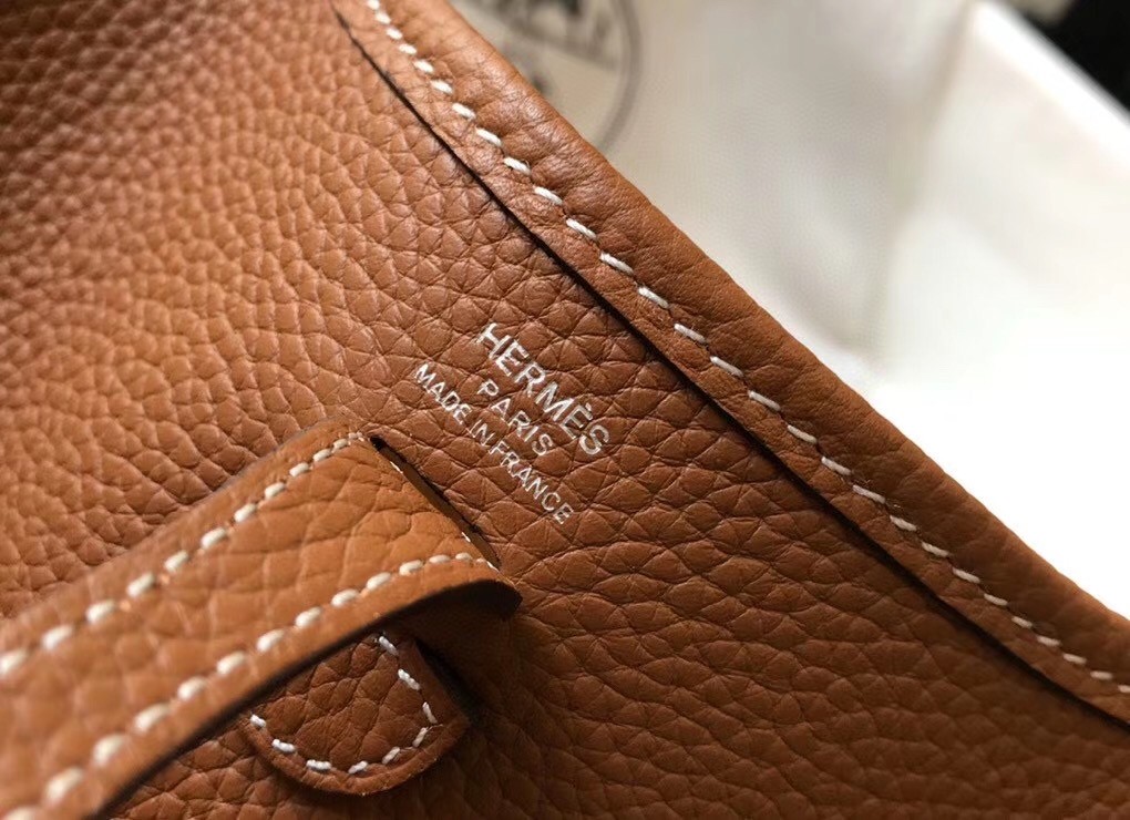 H**mes evelyne iii tpm mini bag in gold clemence leather
