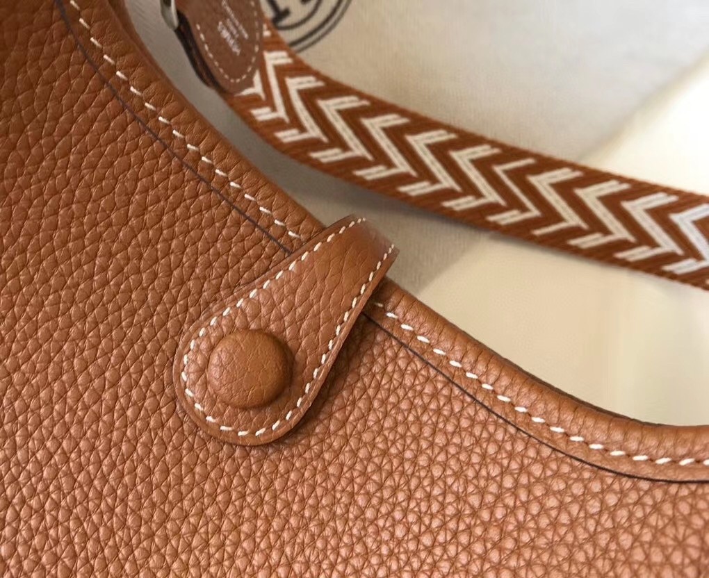 H**mes evelyne iii tpm mini bag in gold clemence leather