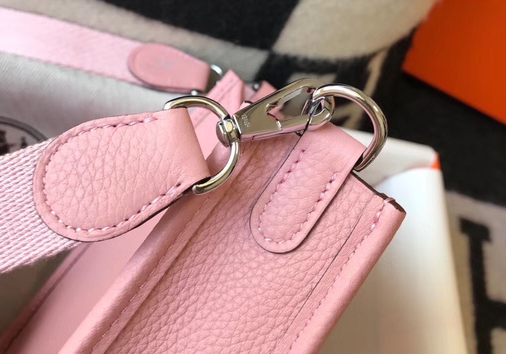 H**mes evelyne iii tpm mini bag in pink clemence leather