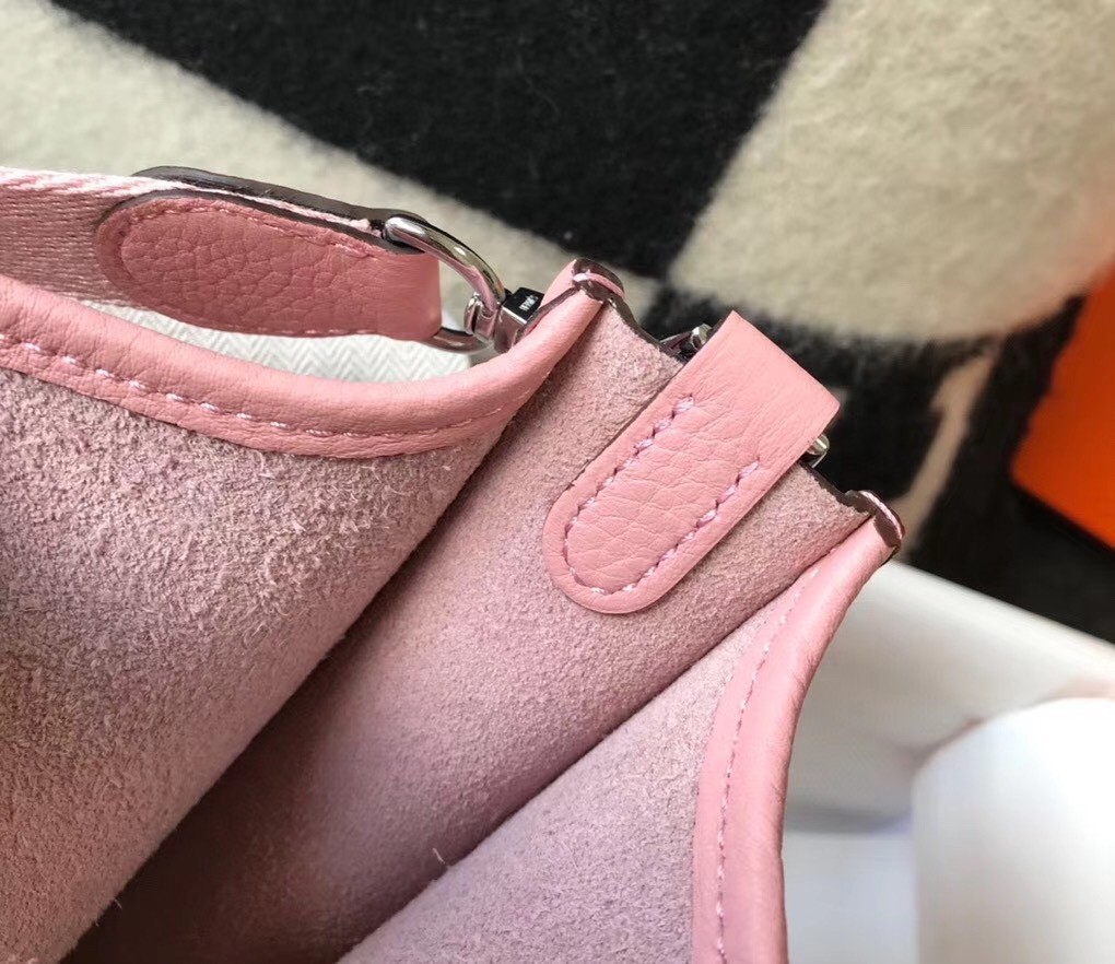 H**mes evelyne iii tpm mini bag in pink clemence leather